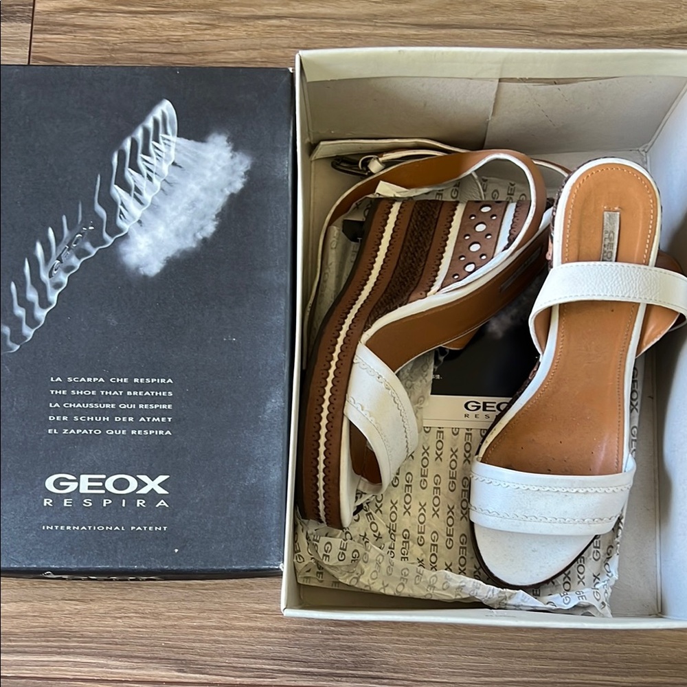 Geox Peonia White Sandals Simple Summer Style